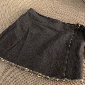 Madewell Denim Raw-Hem wrap skirt